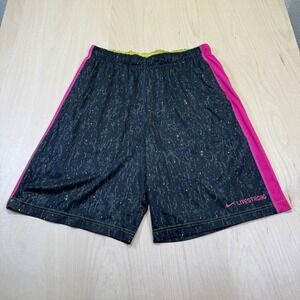 Nike Dri-FIT Livestrong Mens Athletic Shorts Black Pink Graphic Size L